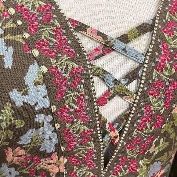 Angie Boho Mixed Floral Print Bell Sleeve Romper Green Pink M - Picture 6 of 8